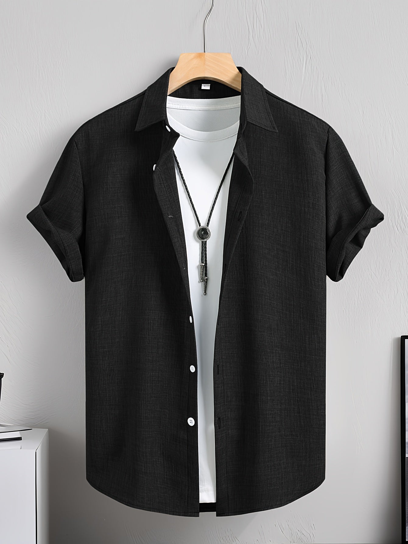 Herr Skjorta Kortärmad Casual Stil Perfekt för Sommar och Lediga Tillfällen
