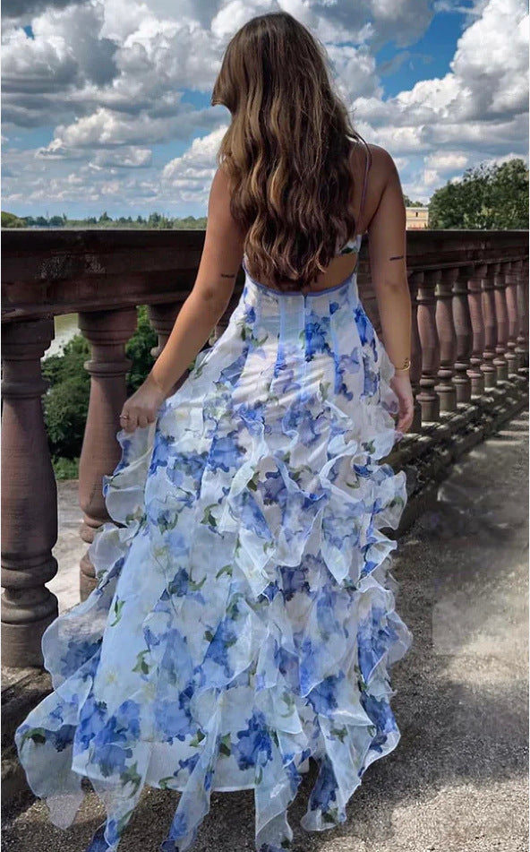 Damklänning Elegant Blommig Maxiklänning med Romantiskt 3D-mönster – Perfekt för Fest och Sommar