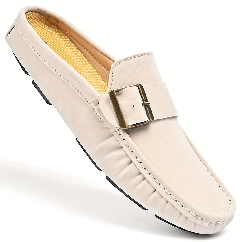 Herr loafers med öppen häl och spänne – Elegant slip-on för vardag och fest