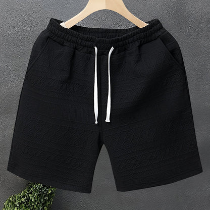 Herrshorts Avslappnad Stil Med Präglat Mönster För Fritid Och Träning