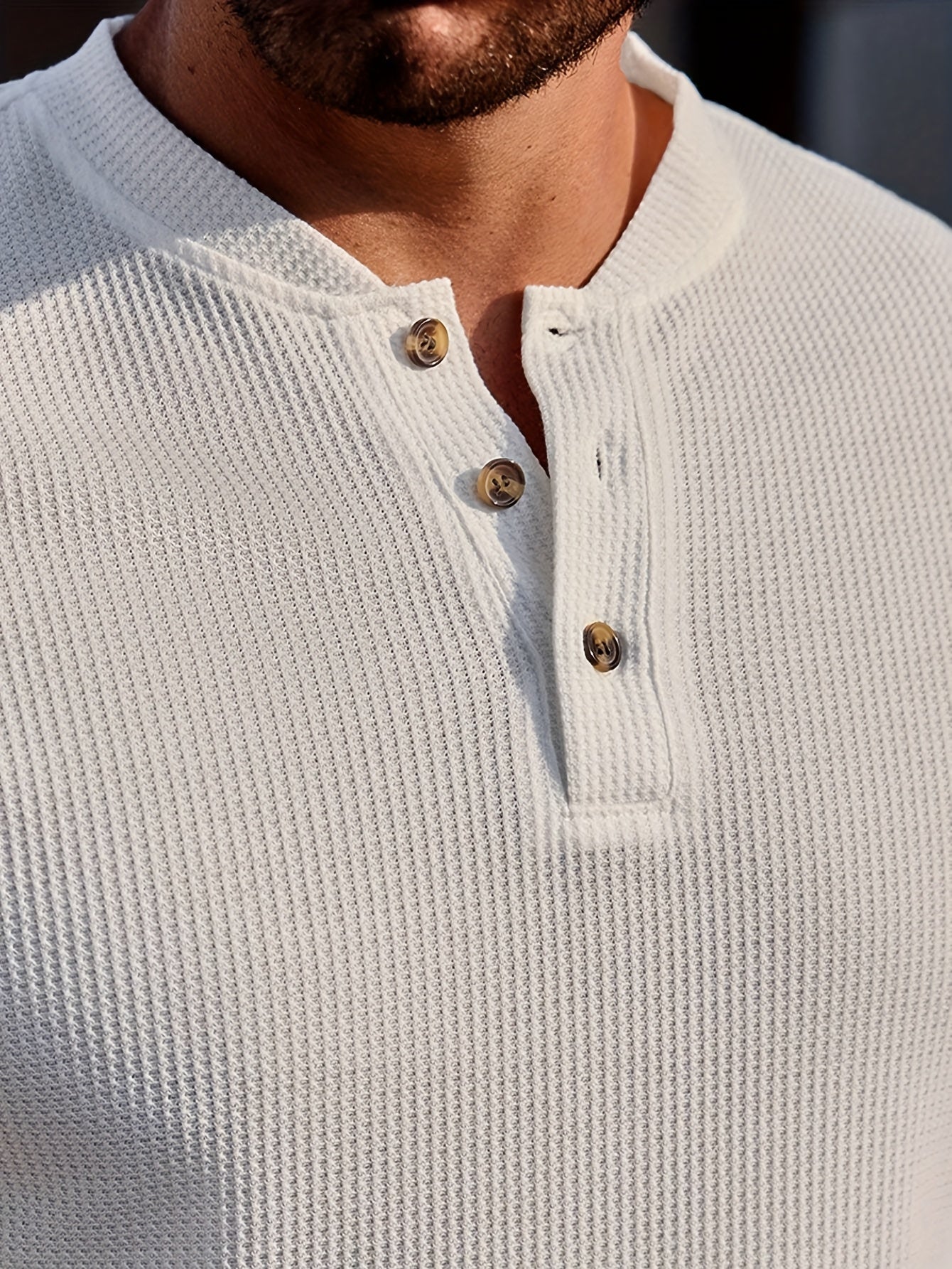 Herrarnas kortärmade Henley tröja – Modern stickad stil för avslappnade tillfällen