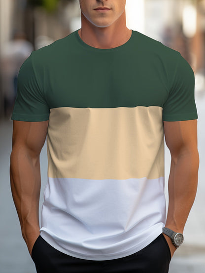 Herr T-shirt med färgblock – Modern och avslappnad stil för vardagsbruk