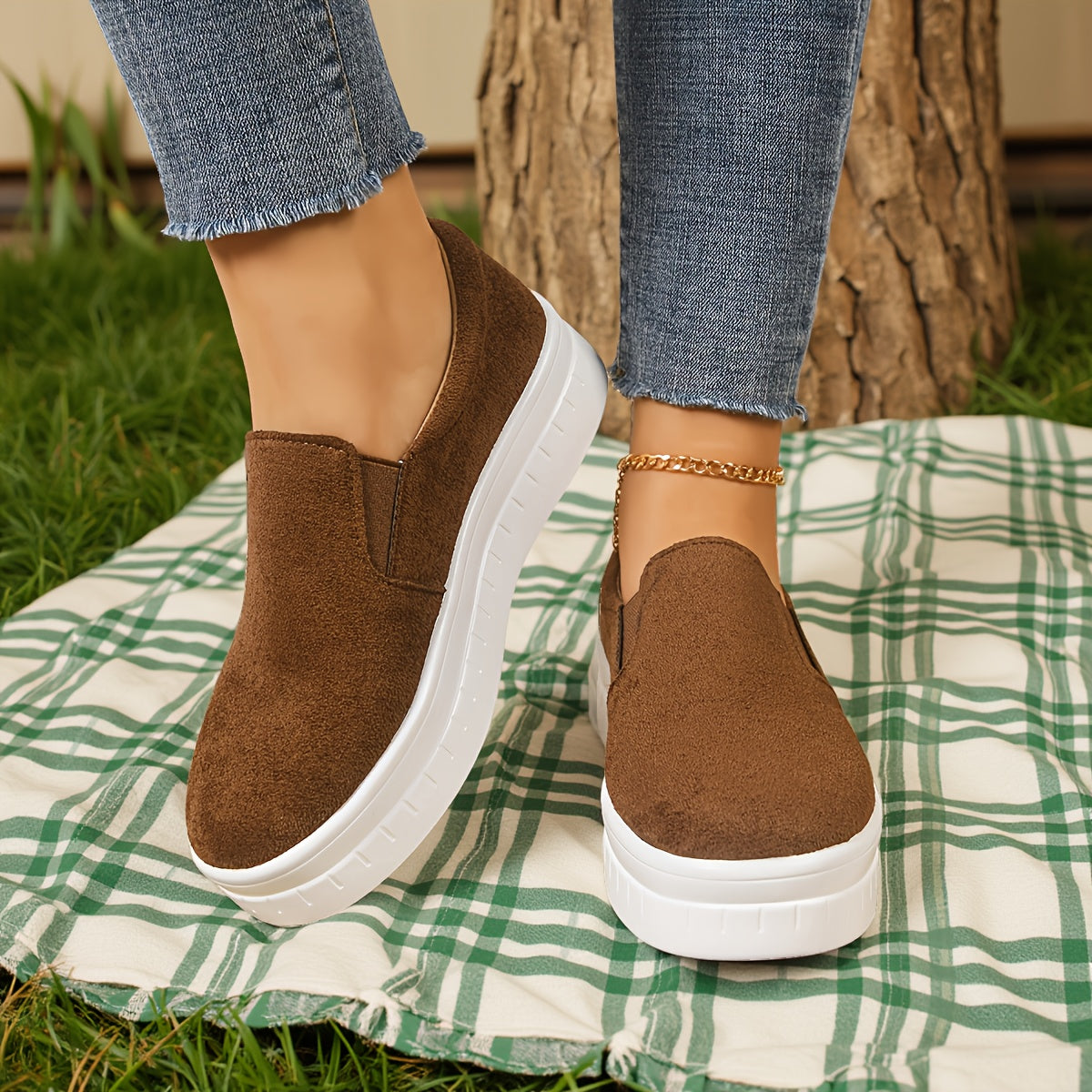 Dam Slip-on Sneakers med Platåsula – Elegant och Vardagschic Loafer för Vår och Sommar