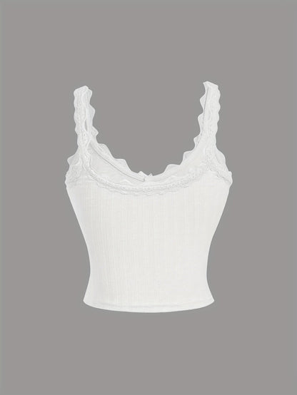 Damlinne Coquette Stil Vintage-Inspirerad Volang med Spetsdetaljer och Rosett