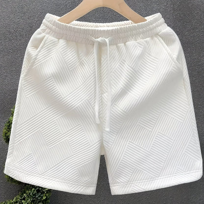 Herrshorts Avslappnad Stil Med Präglat Mönster För Fritid Och Träning