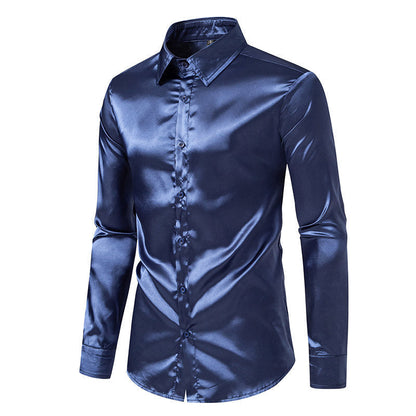 Ian – Satin skjorta i solid färg