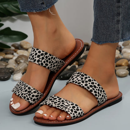 Dam Sandaler Slip-in med Djurmönster – Trendiga Bekväma Sommarsandaler för Vardagsbruk