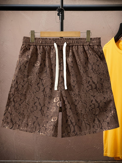 Herrshorts med jacquardmönster och blommig design – modern avslappnad stil