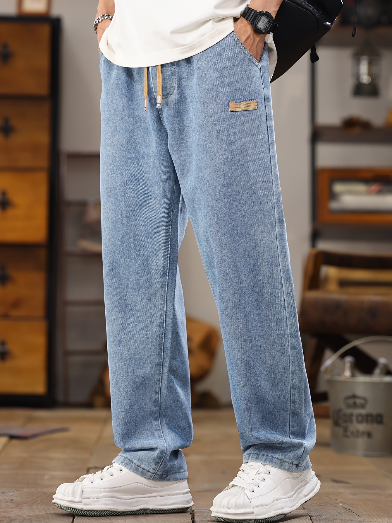Herr Jeans Jogger Byxa Avslappnad Stil för Vardagsbruk