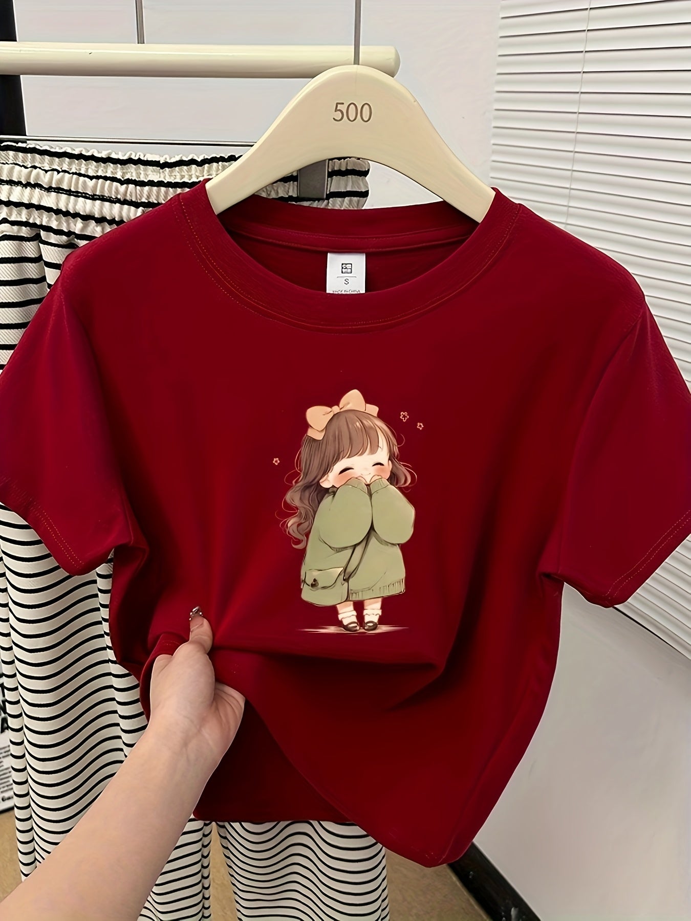Dam Pyjamaset med T-shirt och Rutiga Byxor för Sommar, Söt Stil, Kort Ärms Pyjamas