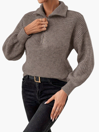 Damtröja med dragkedja och elegant stil för vardagsbruk