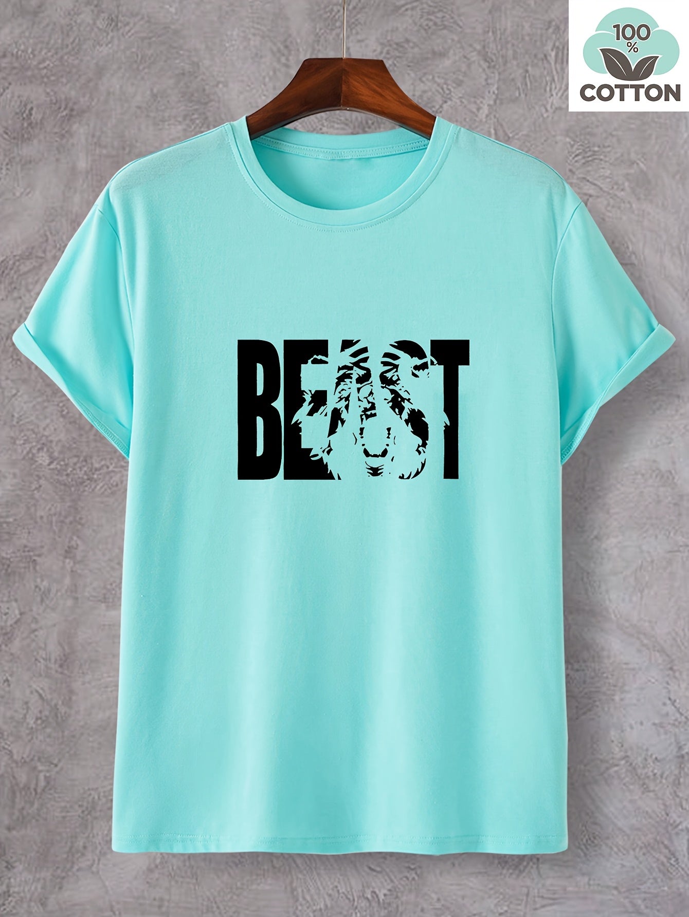Herr T-shirt med BEAST-tryck – Trendig och avslappnad stil för stora storlekar