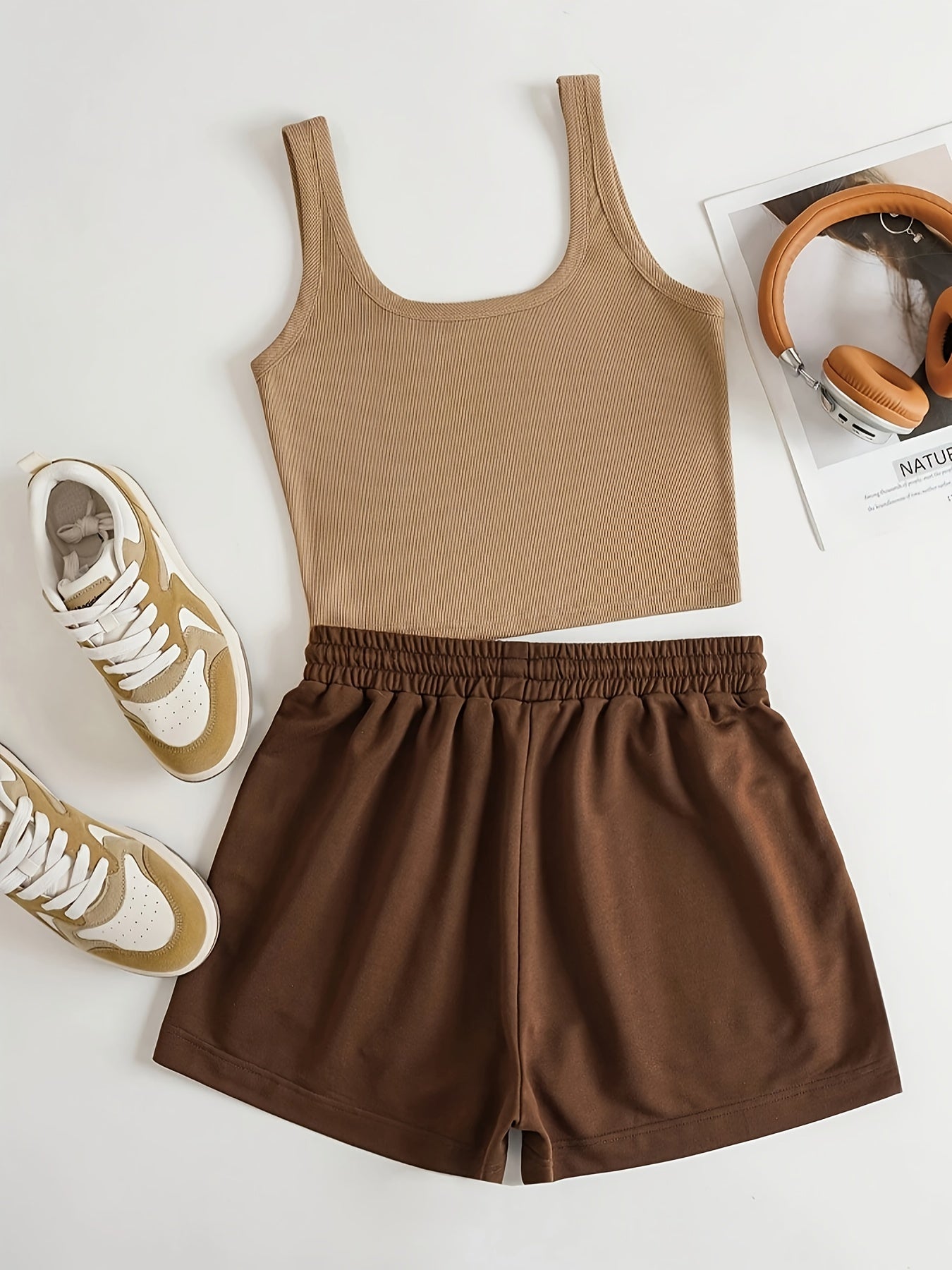 Damenset Sportigt Linne och Shorts – The Mountains Adventure – Fritid & Träning