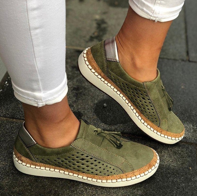 Dam Sneakers Casual Tofsar Låg Klack Bekväma Vardagsskor