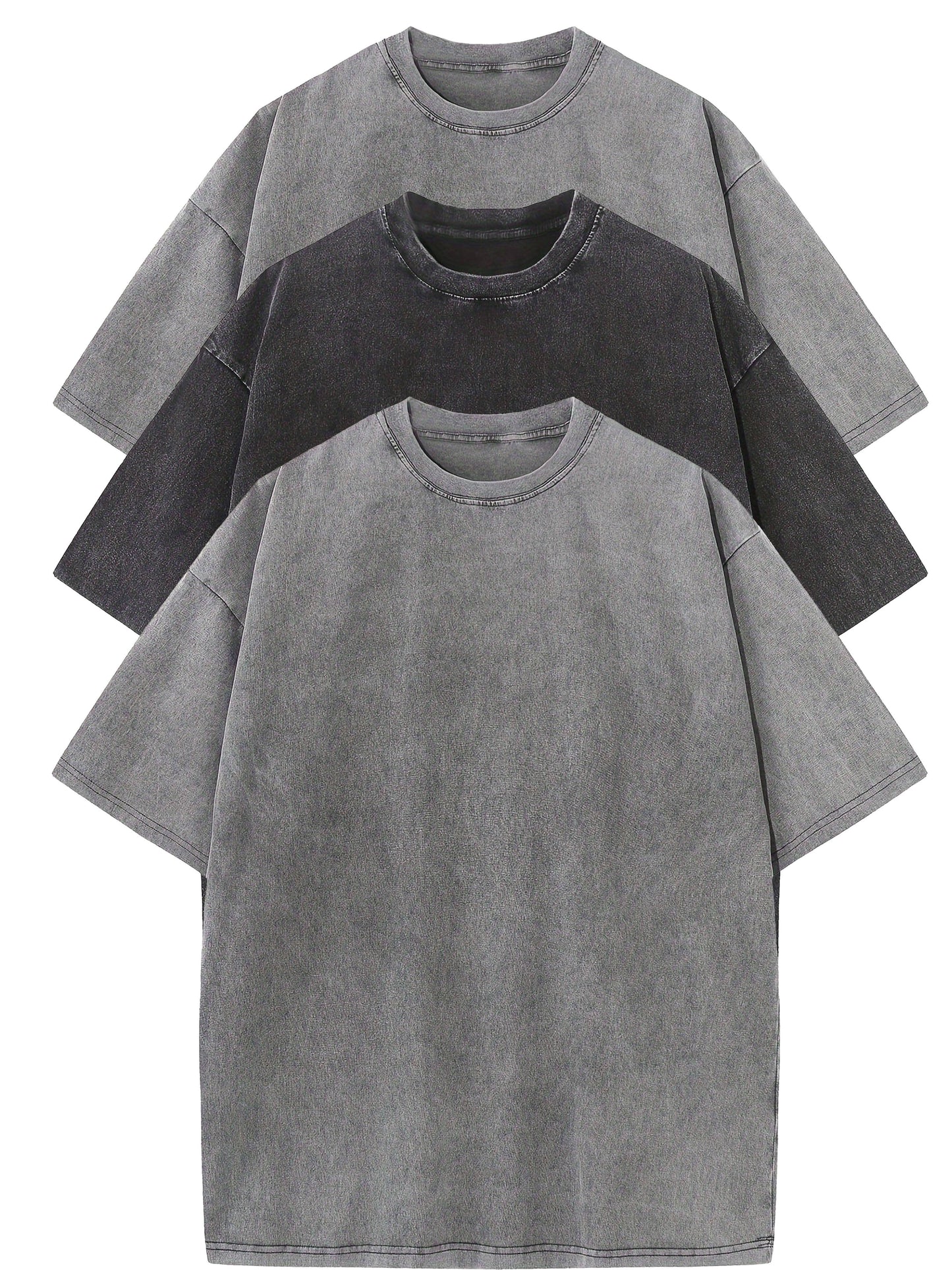 Herr T-shirt Oversize Vintage Look – Avslappnad Stil för Vardag och Fritid