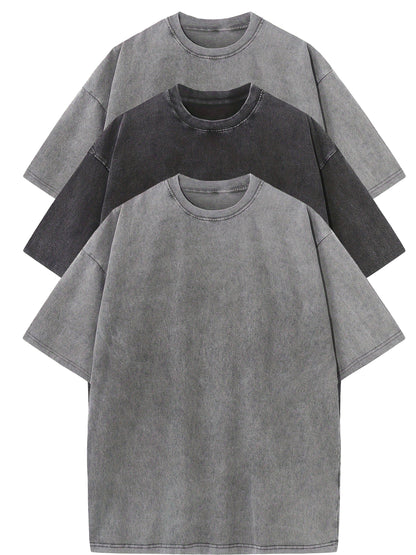Herr T-shirt Oversize Vintage Look – Avslappnad Stil för Vardag och Fritid