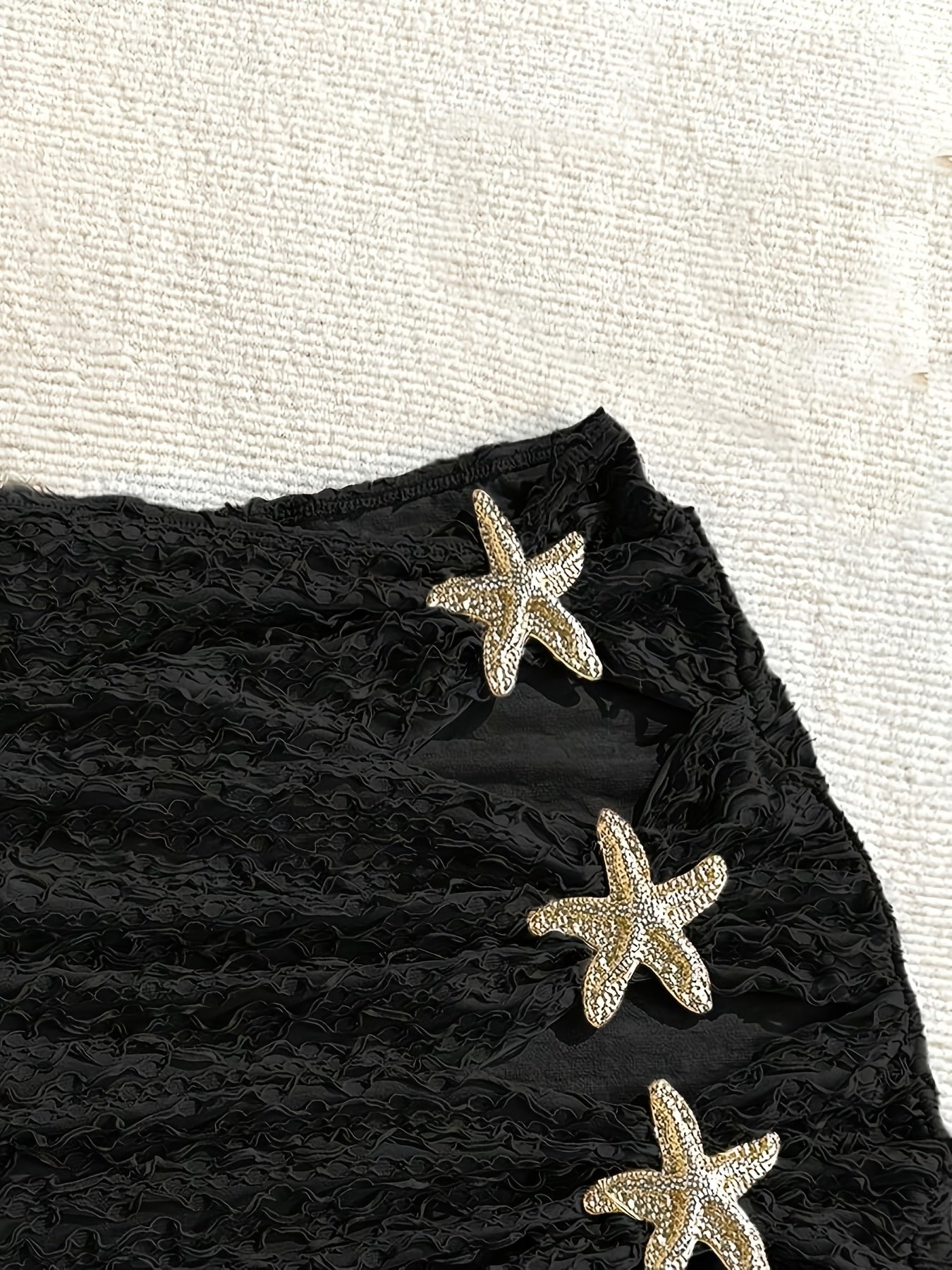 Dam Strandminikjol med Sjöstjärne-detaljer och Textur – Semester och Resortmode