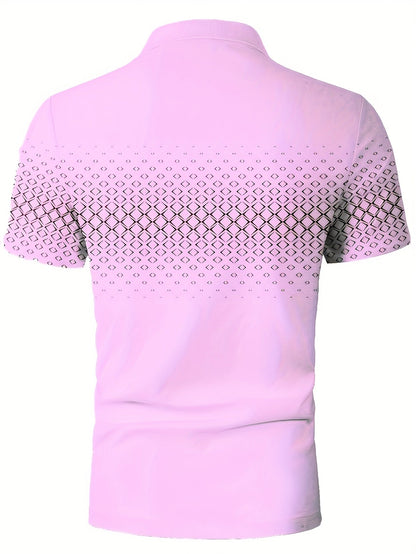 Herr Pikétröja med Modern Geometrisk Design – Casual Stil för Sommar