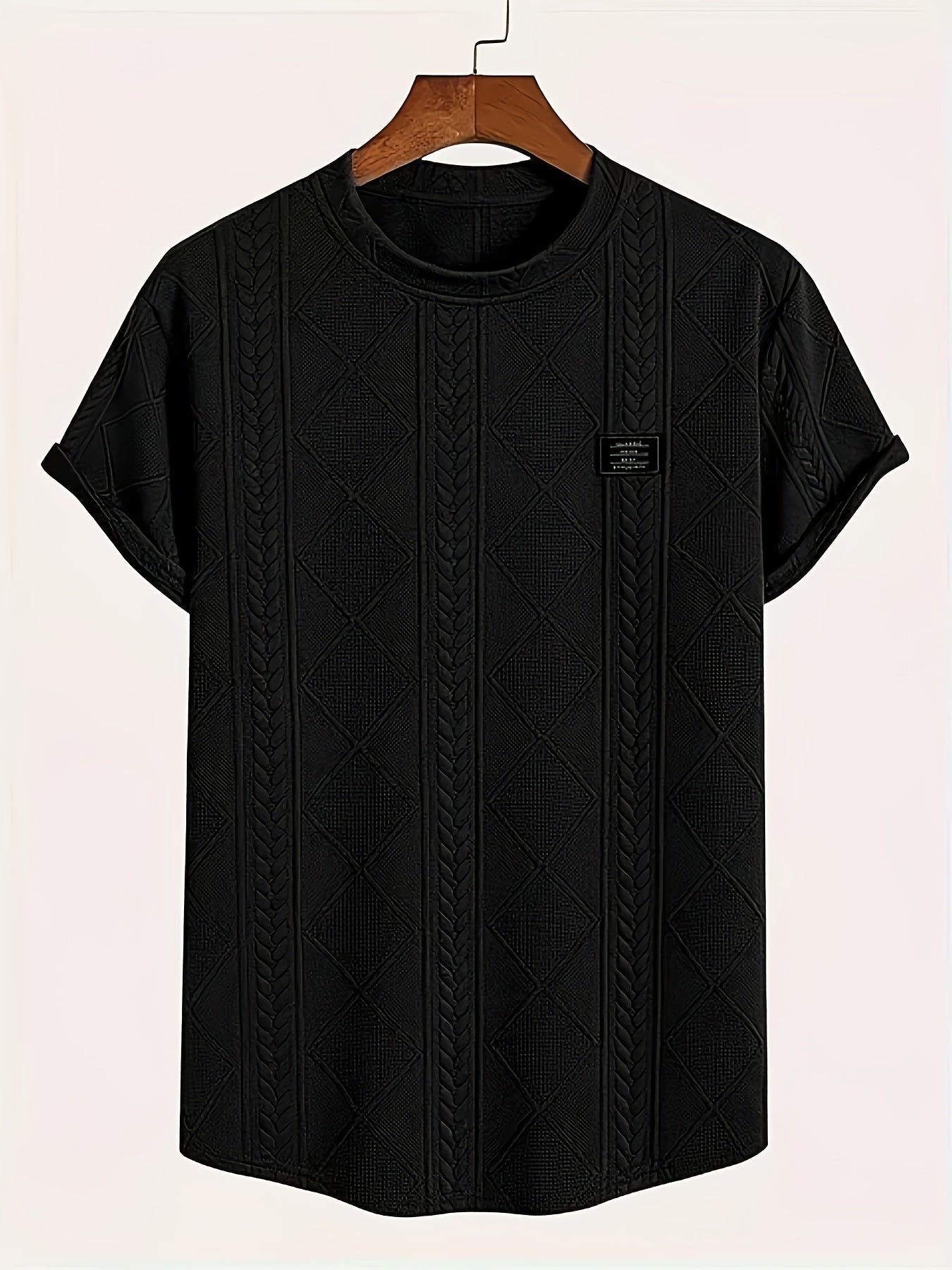 Herr T-shirt med stickad kabelmönster – Modern och avslappnad stil för vardagsbruk