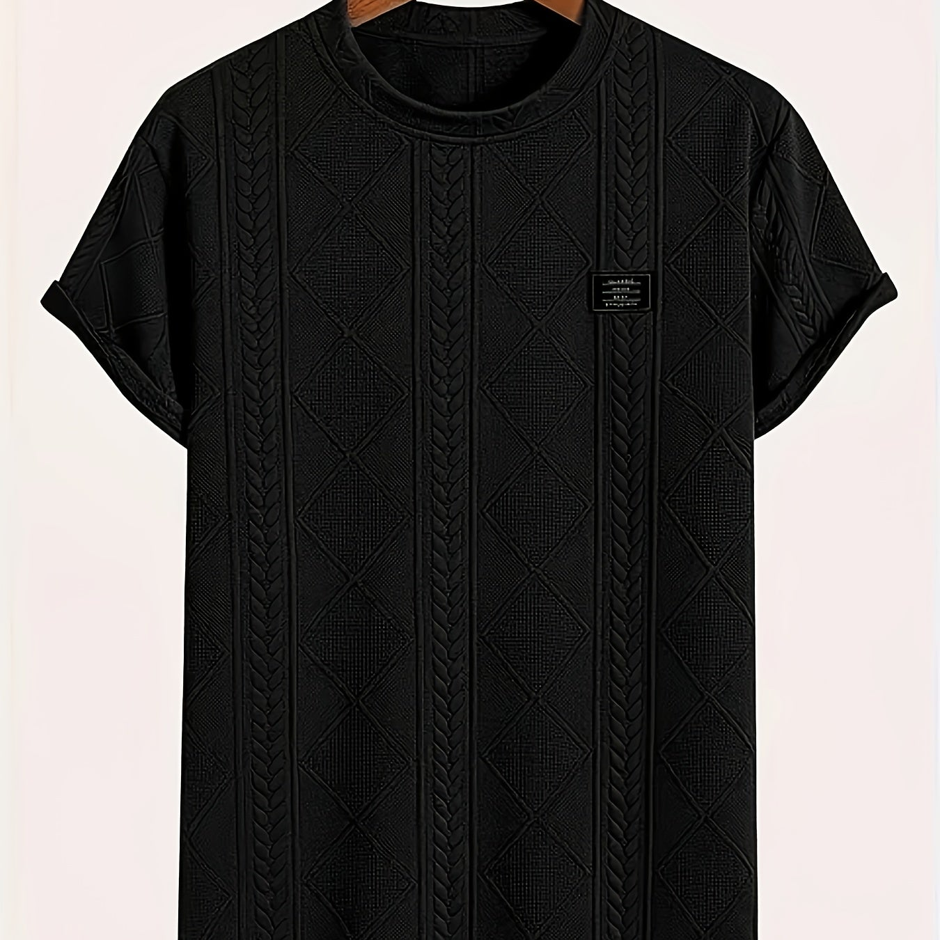 Herr T-shirt med stickad kabelmönster – Modern och avslappnad stil för vardagsbruk