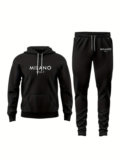 Herrset Hoodie och Joggingbyxor Milano Italy – Sportig och Trendig Fritidsdräkt