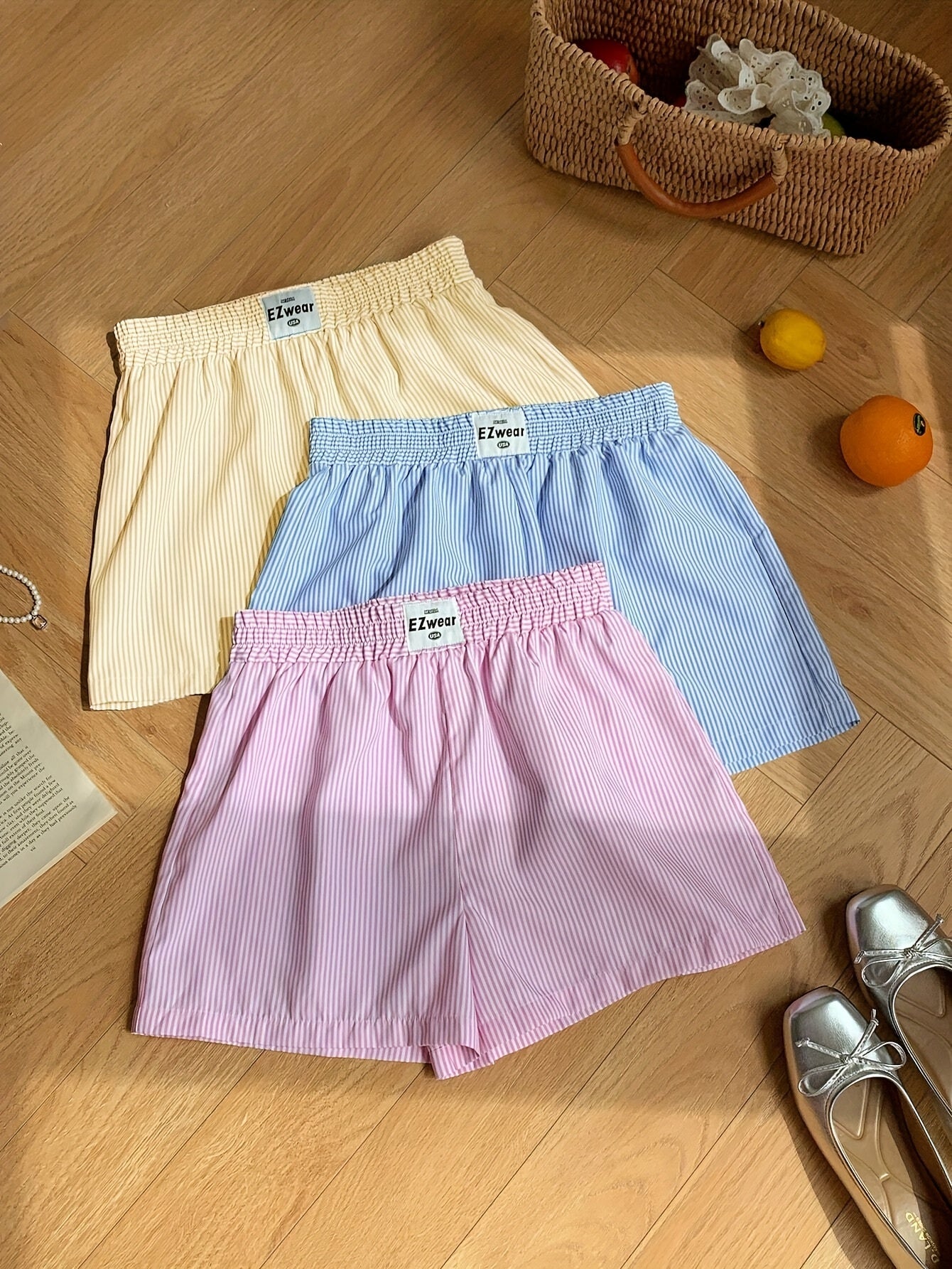 Damers randiga avslappnade pyjamasshorts – perfekt för vardagskomfort och sommar
