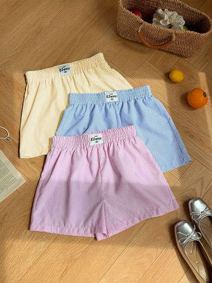 Damers randiga avslappnade pyjamasshorts – perfekt för vardagskomfort och sommar
