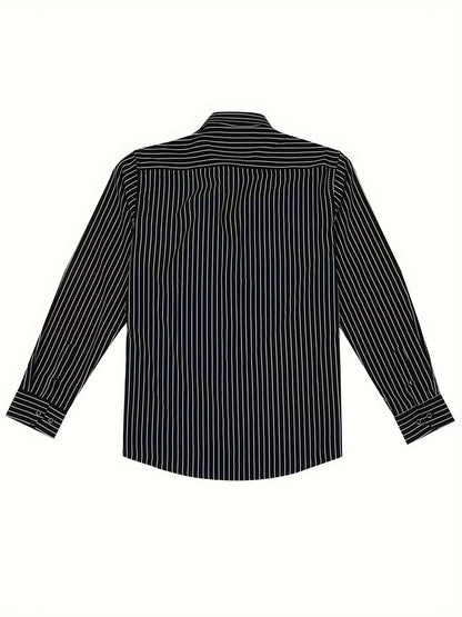 Herrskjorta Slim Fit Randig Stil för Vardagsbruk och Utekvällar