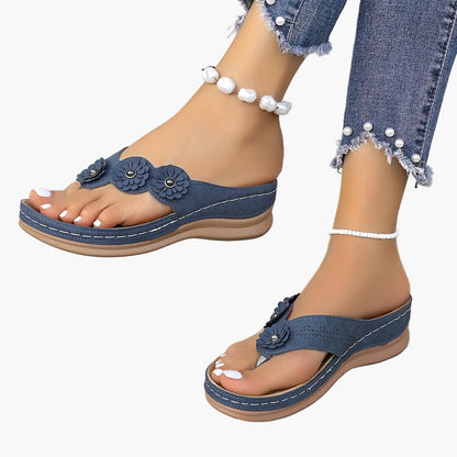 Dam Sandaler med Blommor - Casual Flip Flops för Sommar och Fritid