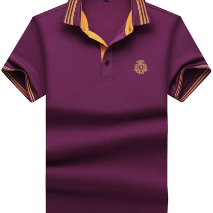 Herr Pikétröja med Sportig Klassikerstil och Broderad Bröstlogotyp – Perfekt för Fritid och Golf
