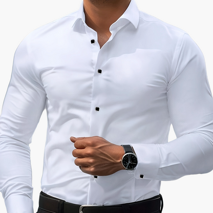 Herrskjorta Slim Fit Elegant Stil för Affär och Fest