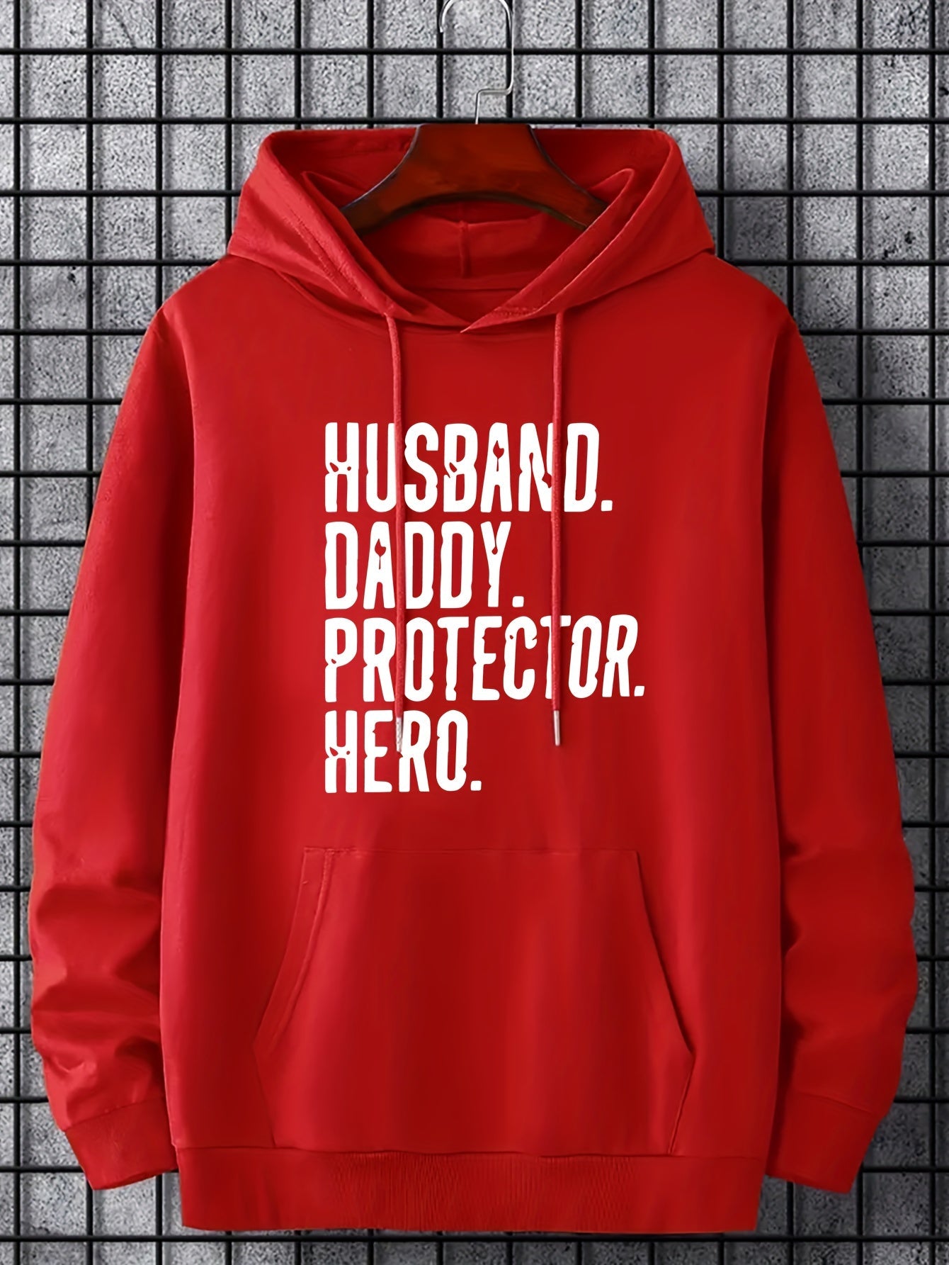 Herr Hoodie med Text – Husband Daddy Protector Hero – Casual Stil för Fars Dag och Familjeaktiviteter