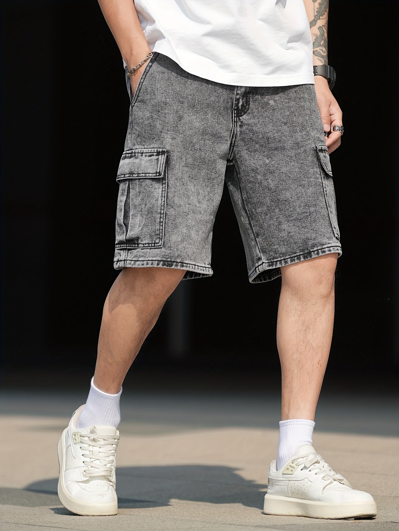Herr Bermuda Shorts med Fickor – Avslappnad Stil för Vardagsbruk och Fritid