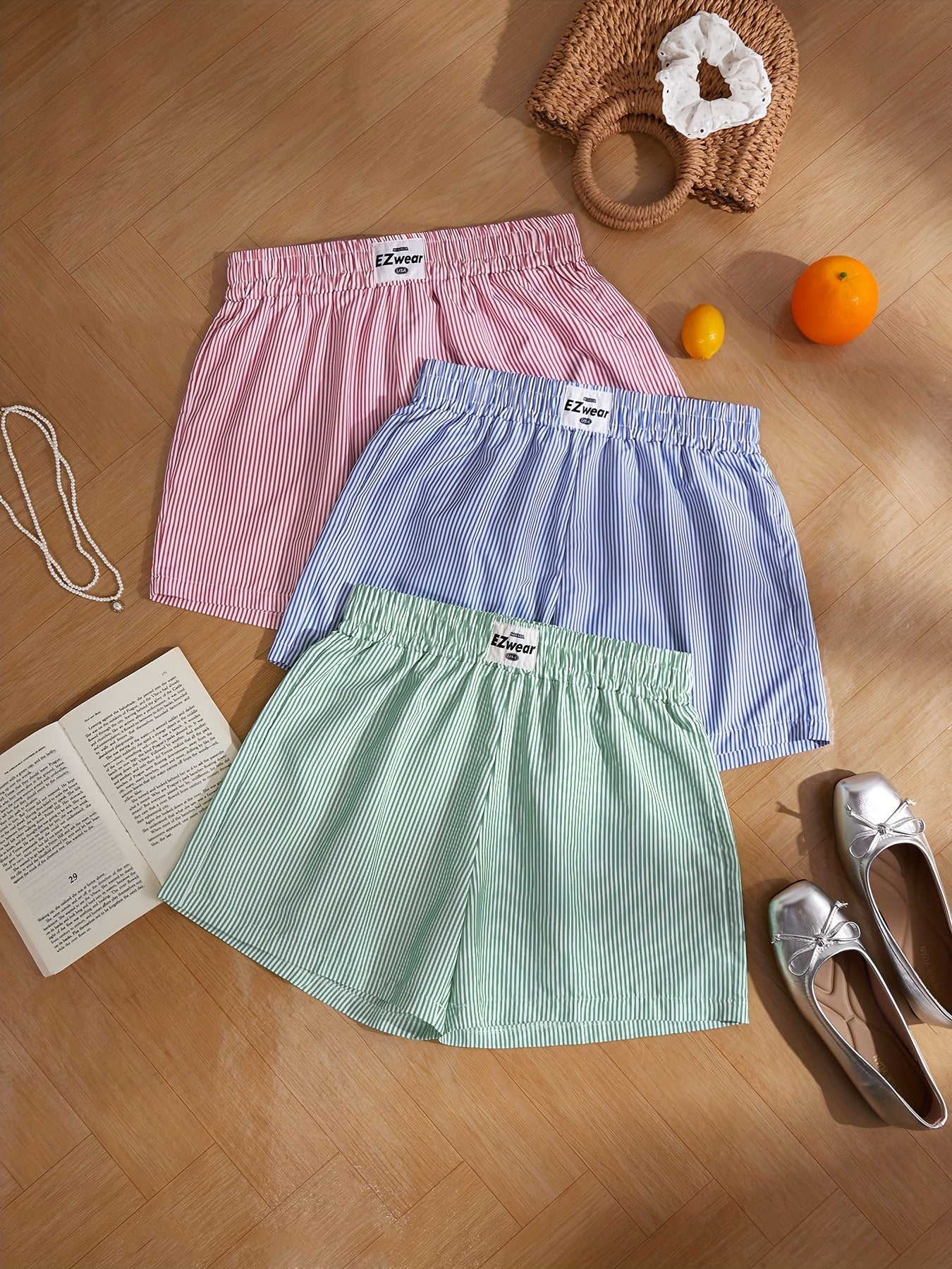 Damers randiga avslappnade pyjamasshorts – perfekt för vardagskomfort och sommar