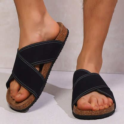 Herr Sandaler med Korsade Remmar – Stilrena och Bekväma Sandaler för Vardagsbruk