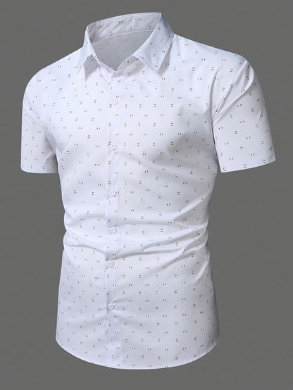 Herrskjorta Kortärmad Modern Business Casual Mönstrad Skjorta för Sommar