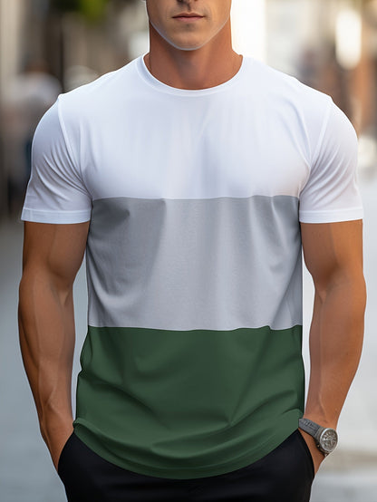 Herr T-shirt med färgblock – Modern och avslappnad stil för vardagsbruk