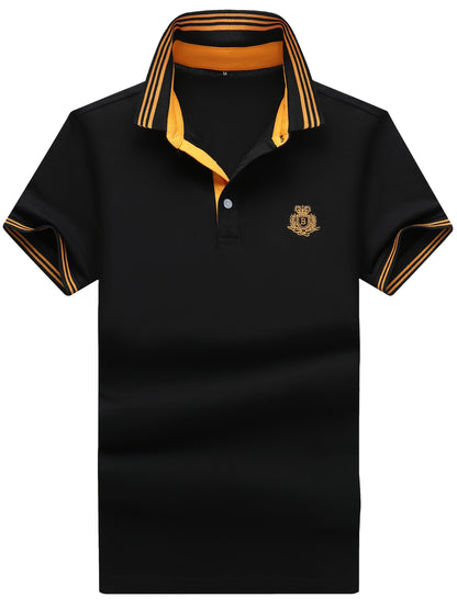Herr Pikétröja med Sportig Klassikerstil och Broderad Bröstlogotyp – Perfekt för Fritid och Golf