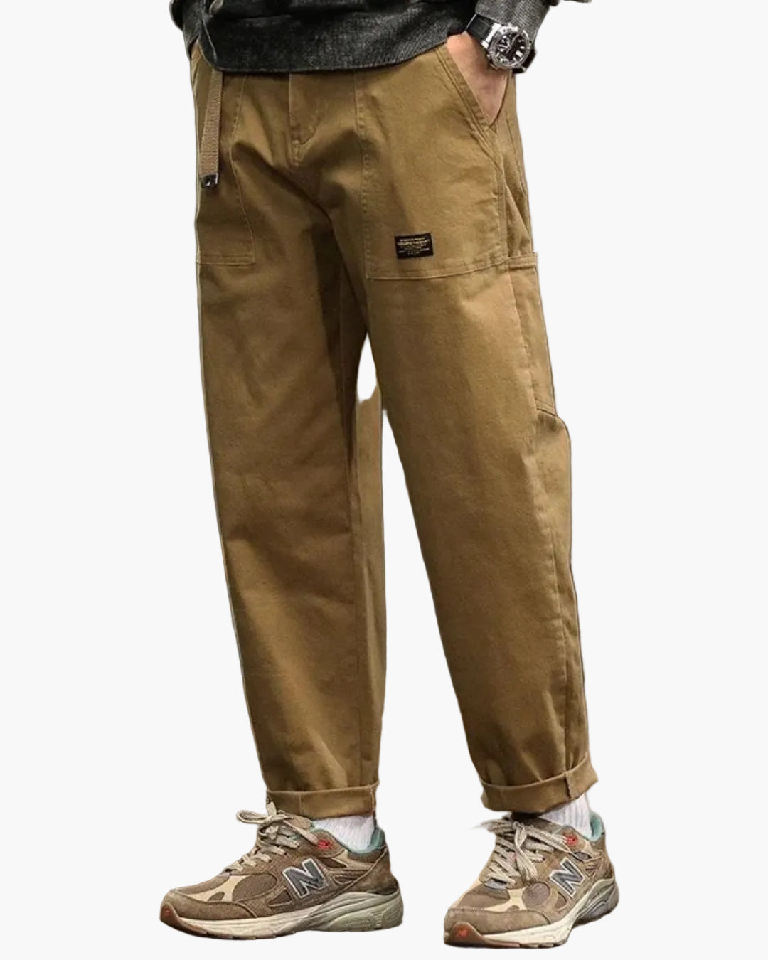 Herr Cargo Byxor Avslappnad Passform Vintage Utility