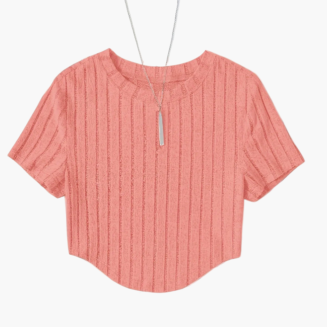 Dam Topp Kortärmad Ribbad Crop Top Casual Sommar