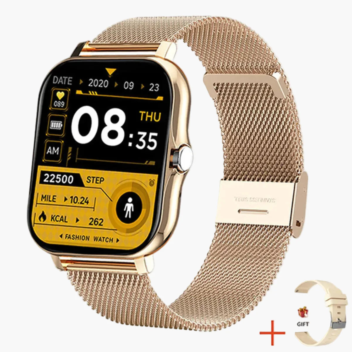 Dam Smartwatch med Hälsomonitorering, Fitness & Sociala Meddelanden – Elegant Stil för Aktiva Kvinnor