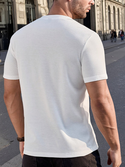 Herrarnas kortärmade Henley tröja – Modern stickad stil för avslappnade tillfällen