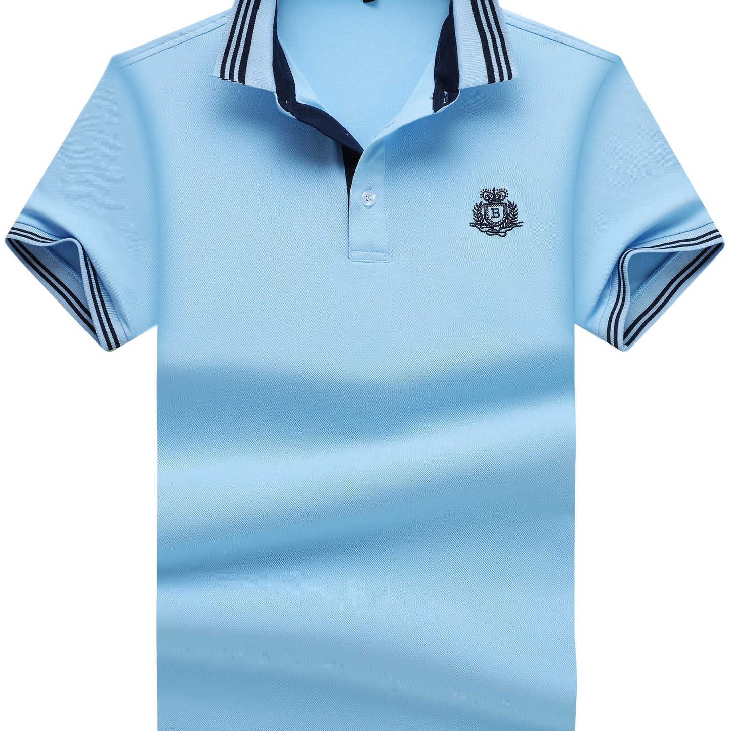 Herr Pikétröja med Sportig Klassikerstil och Broderad Bröstlogotyp – Perfekt för Fritid och Golf
