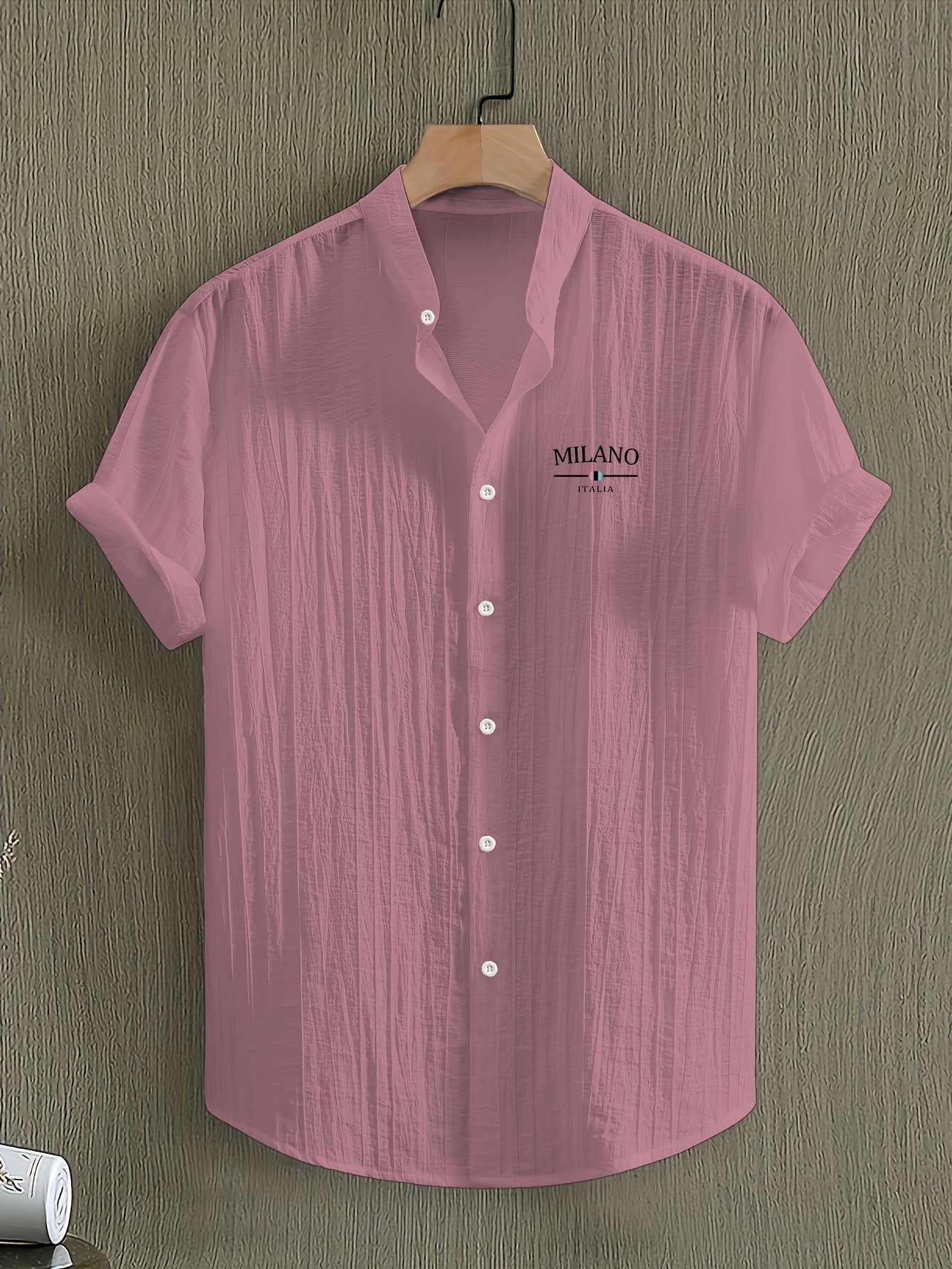 Herr Skjorta Milano Casual Med Ståkrage – Kortärmad, Elegant Sommarstil