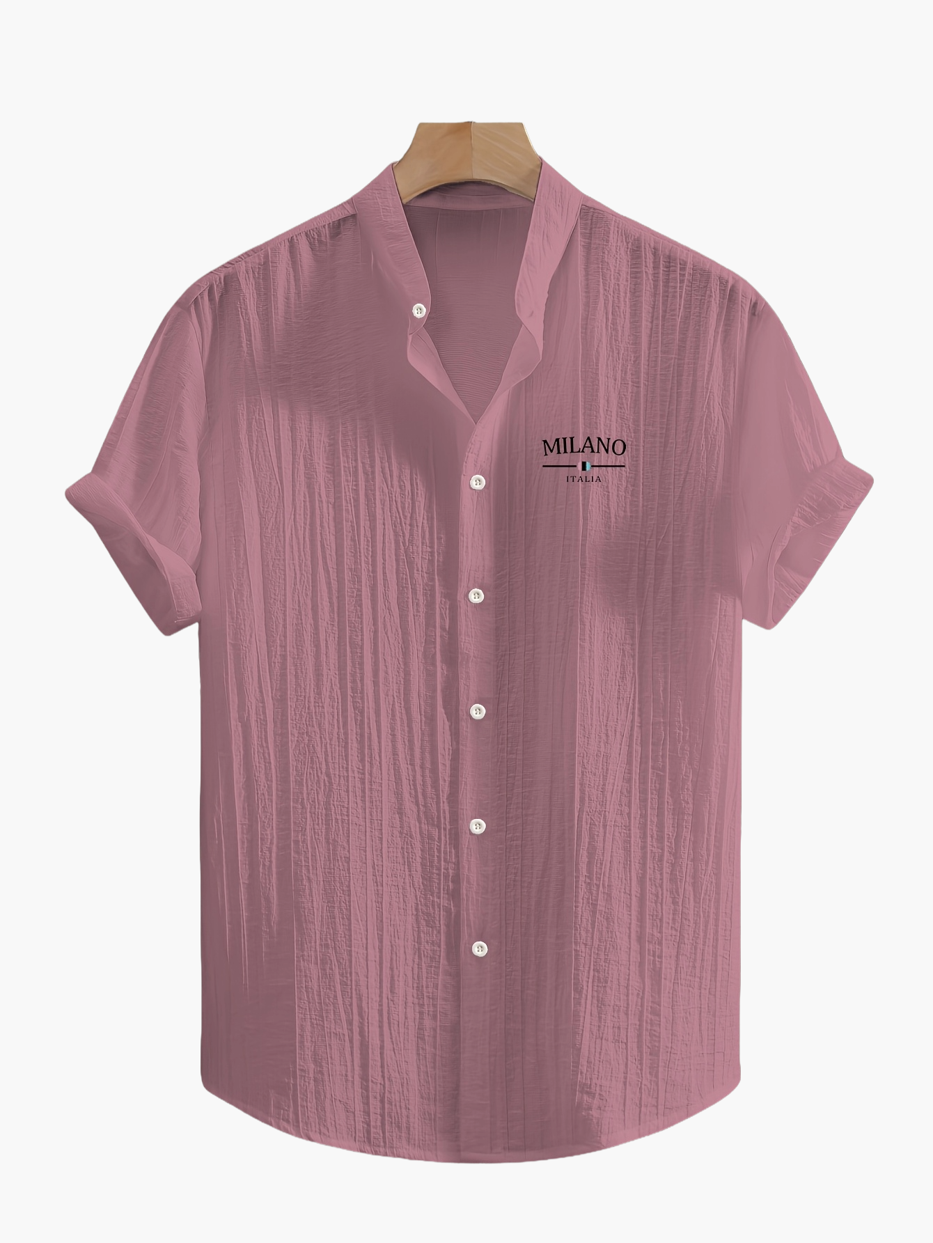 Herr Skjorta Milano Casual Med Ståkrage – Kortärmad, Elegant Sommarstil