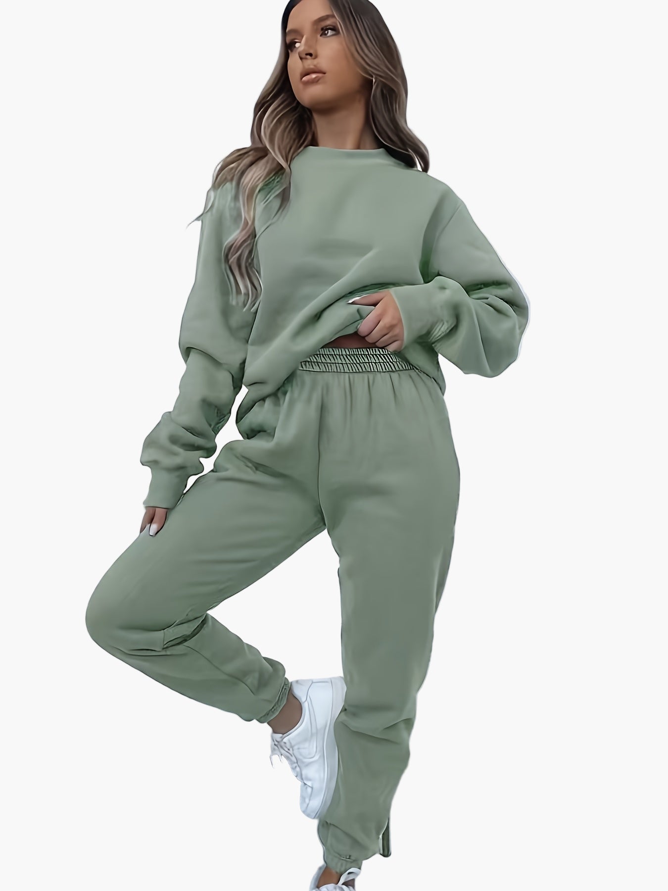 Damers avslappnade träningsset – Elegant sweatshirt och byxa för vardag och fritid