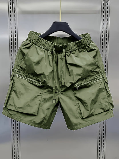 Herrarnas avslappnade cargoshorts med stora fickor och dragkedja – trendig streetwear för vardag och fritid