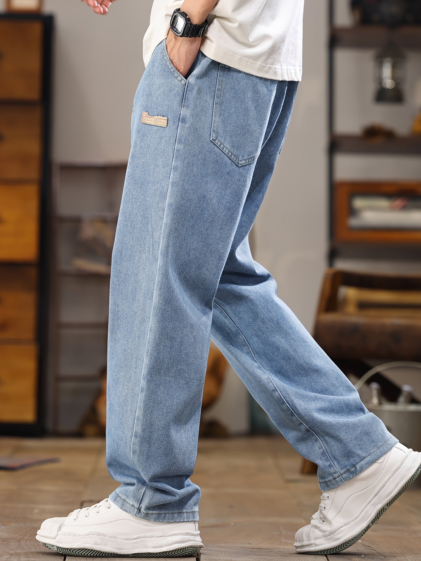Herr Jeans Jogger Byxa Avslappnad Stil för Vardagsbruk