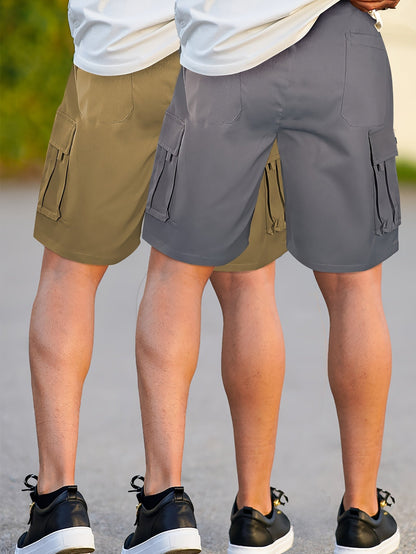 Herrarnas 2-pack avslappnade cargoshorts för utomhus och vardag