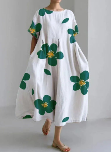 Damklänning med lös passform och färgstarkt blommönster – Modern vardagsstil